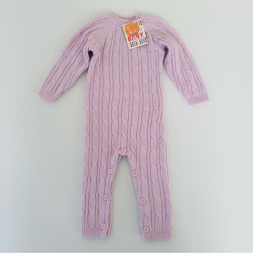 Giggle Baby Girl 3-6 Months Knit Romper Pink Moon NWT